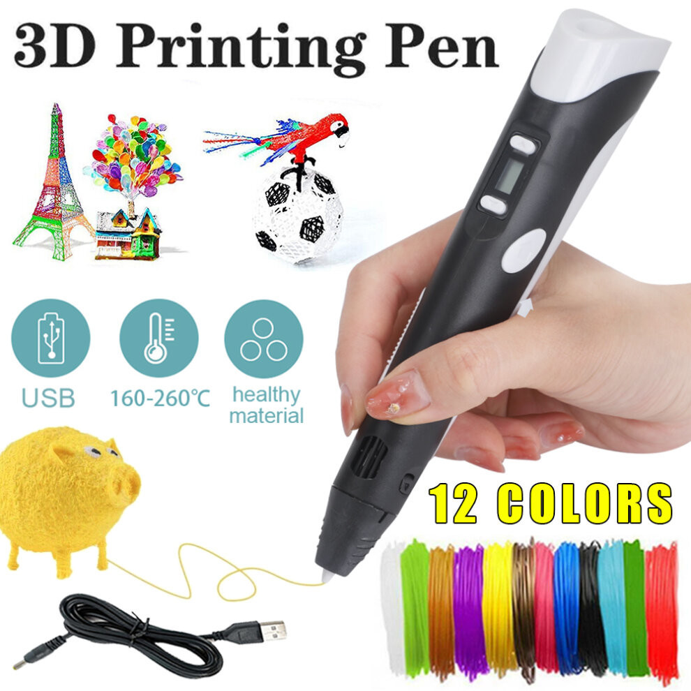 (Black) 3D Printing Pen Doodler Pen Drawing Pen Printer