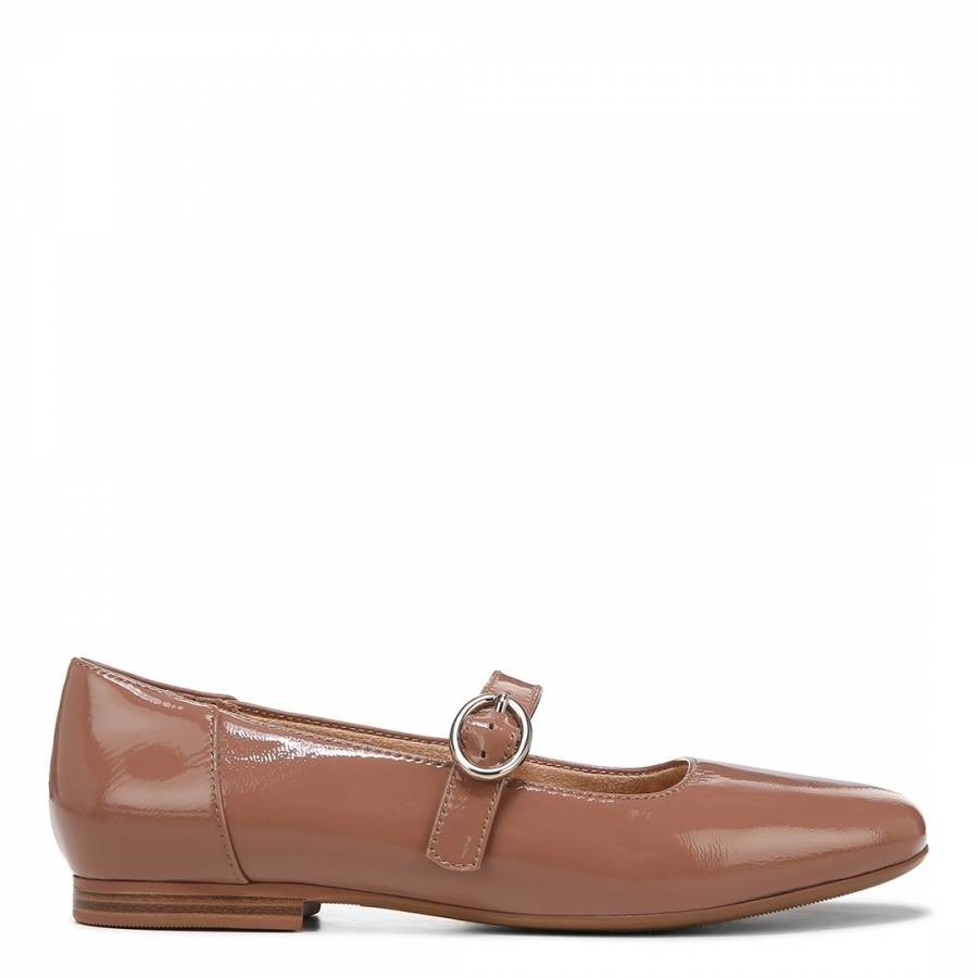 Brown Kelly Leather Buckle Flat
