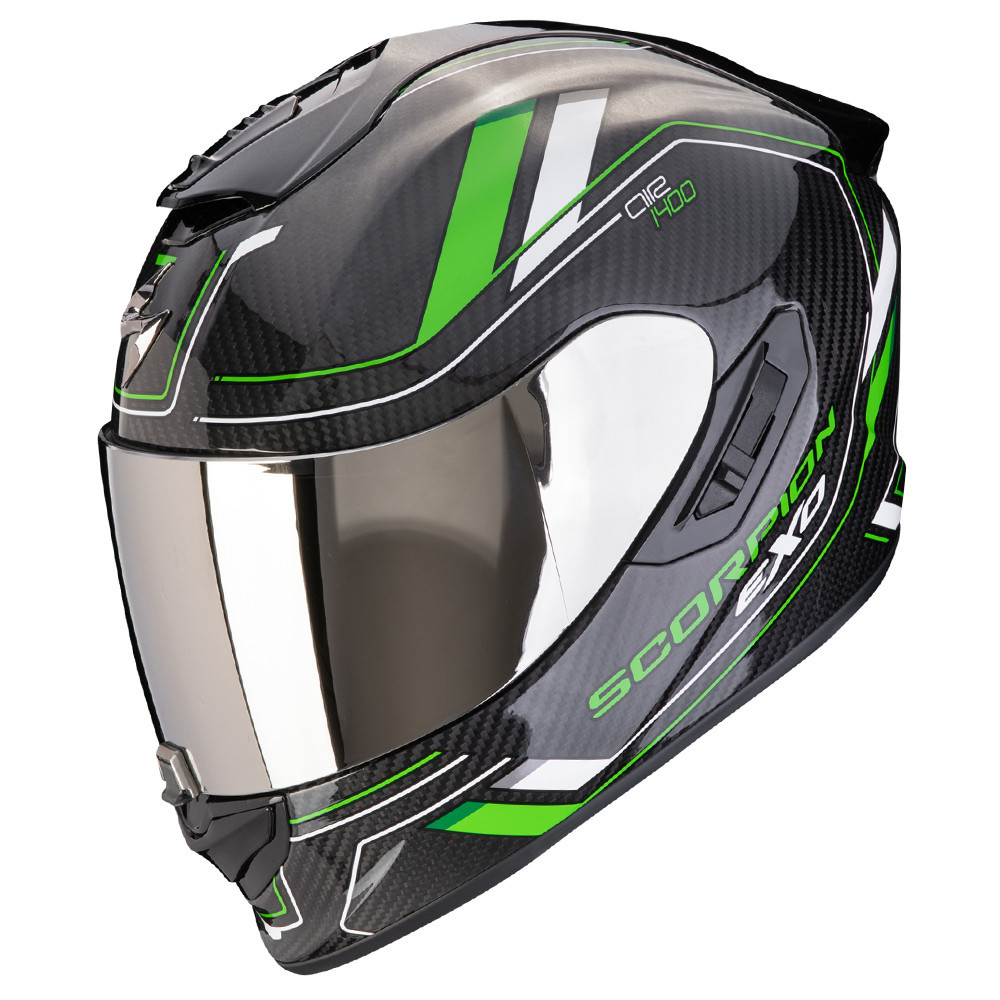 Scorpion EXO-1400 Evo II Carbon Air Mirage Black Green Full Face Helmet S