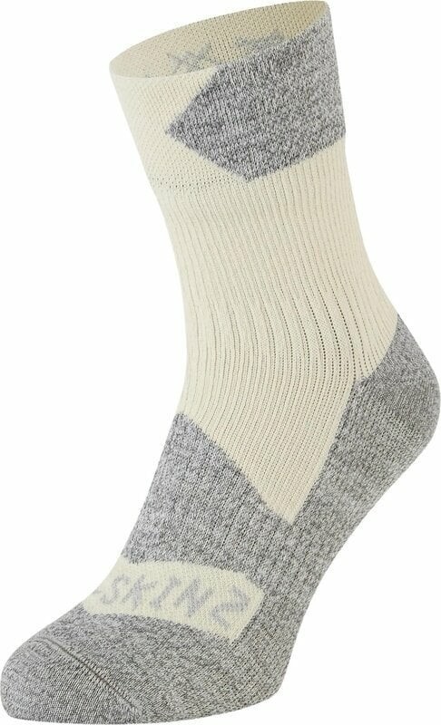 Sealskinz Bircham Waterproof All Weather Ankle Length Sock Cream/Grey Marl M Cycling Socks