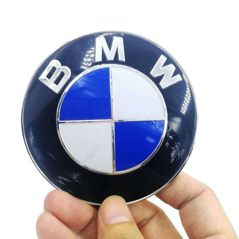 2x BMW Front Bonnet 82mm & Rear Boot 74mm Badge Fit E30 - E60 1 3 5 Series Blue