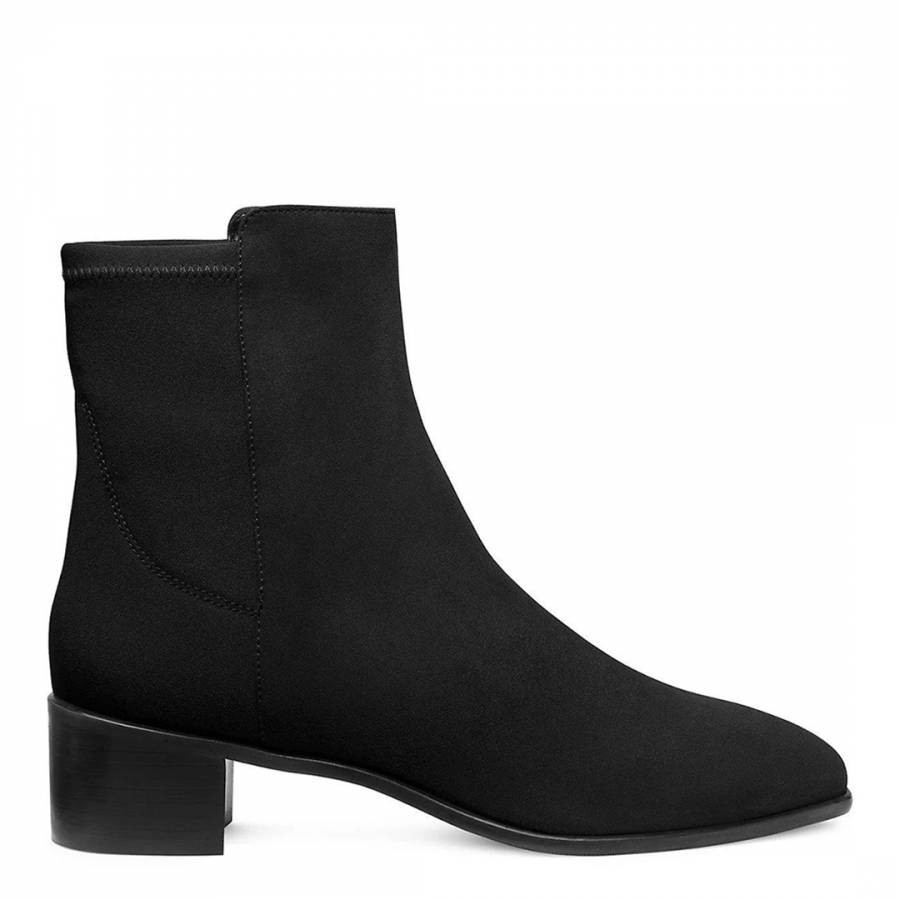Black Suede City Block 45 Heeled Ankle Boot