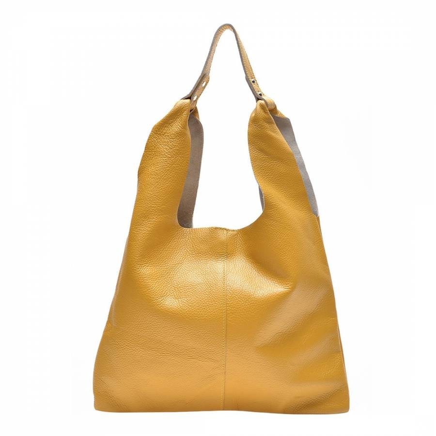 Yellow Italian Leather Top Handle Bag