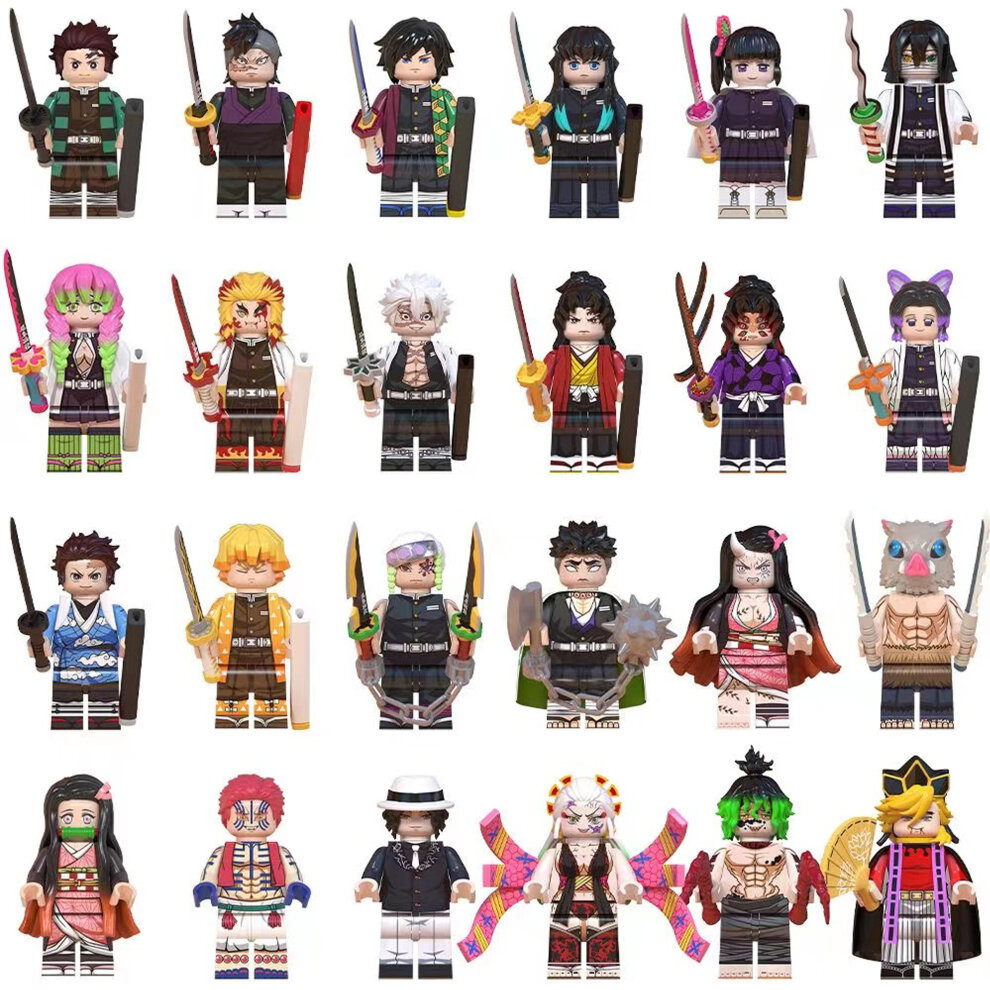 (24PCS-A+B+C) 24PCS Demon Slayer Series Children's Toy Fit Lego
