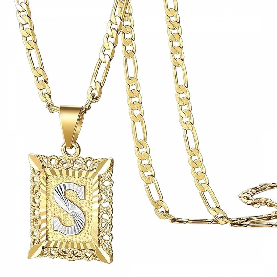 18K Gold & Silver Two Tone Initial S