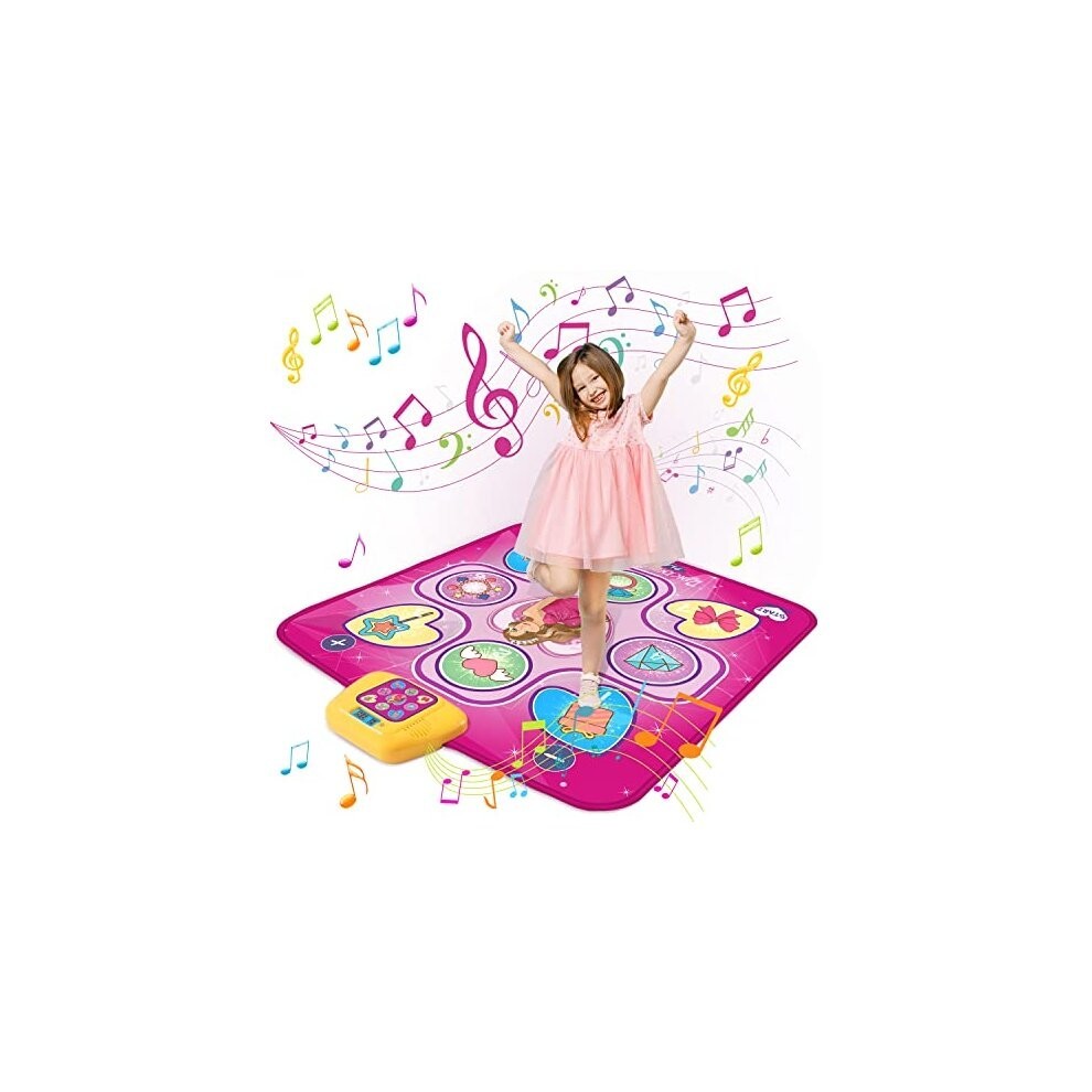 Dance Mat Toys for Girls Music Play Mat with 5 Play Modes 3 Challenge Levels Adjustable Volume LED Lights Dance Game Christmas Birthday Gifts Toys for