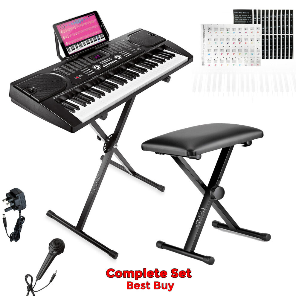 61 Keys Electronic Keyboard Digital Music Piano Instrument, Microphone StanD & Chair