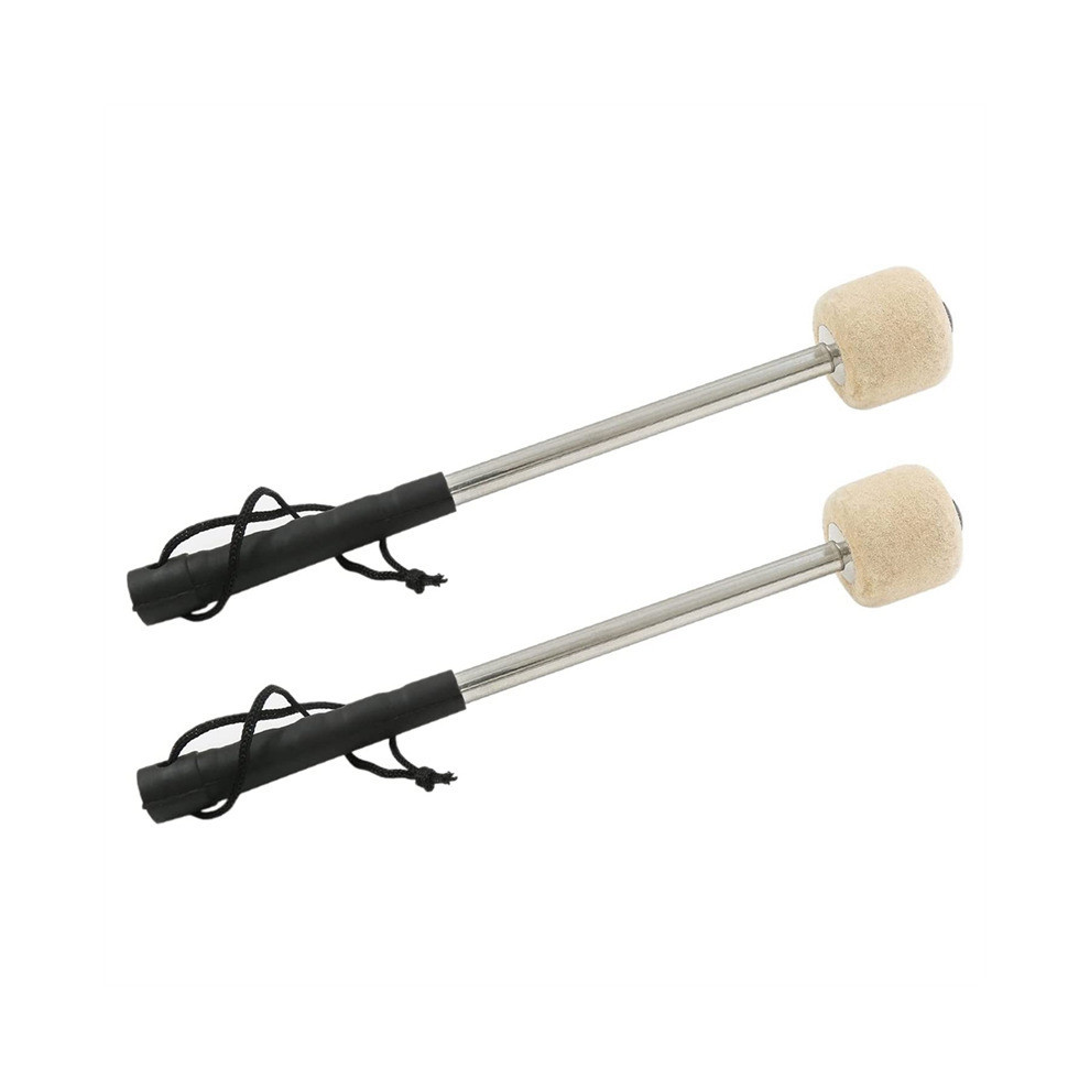 2 Pcs 12.5Inch Bass Steel Drum Mallets,Wool Felt Drum Sticks with Stainless Steel Handle, Anti-Slip Wool Drum Mallets