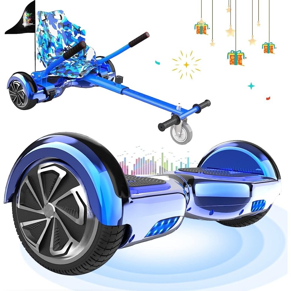 (6.5'' Self Balanced Electric Scooter,LED Hoverboard with go-karts Segway for Kids) 6.5'' E Scooter LED Hoverboard with go-kart Segway