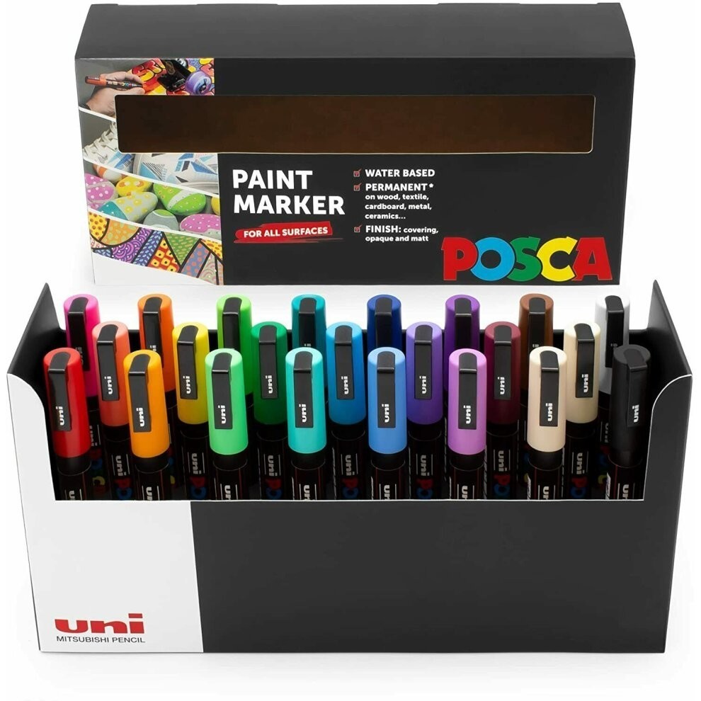 POSCA - PC-3M - Paint Marker Art Pens - 0.9-1.3mm - Deskset of 23 Colours