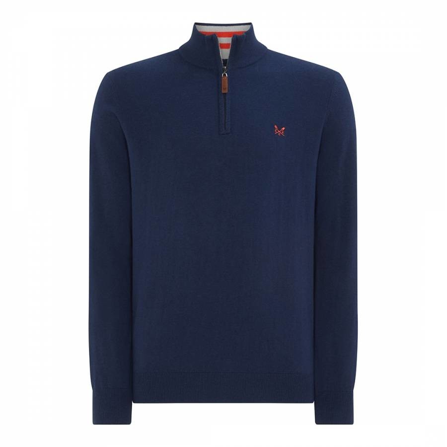 Navy Half Zip Knitted Jumper