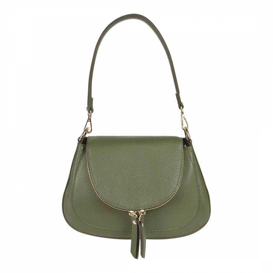 Green Dollar Leather Shoulder Bag