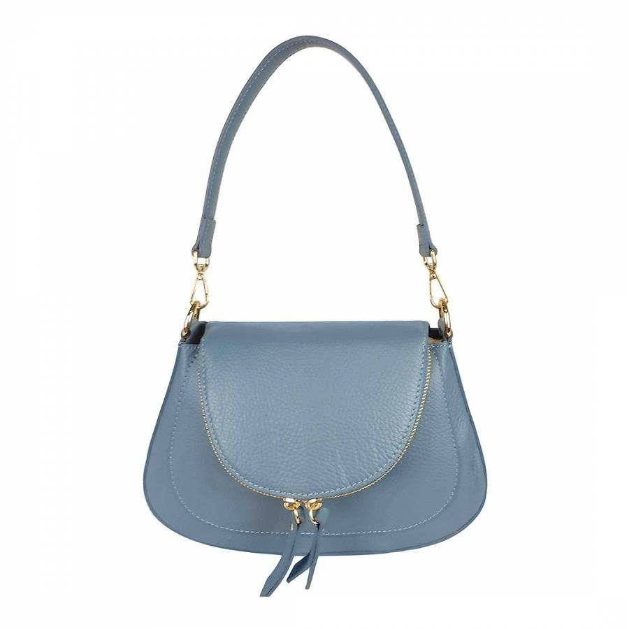 Light Blue Dollar Leather Shoulder Bag