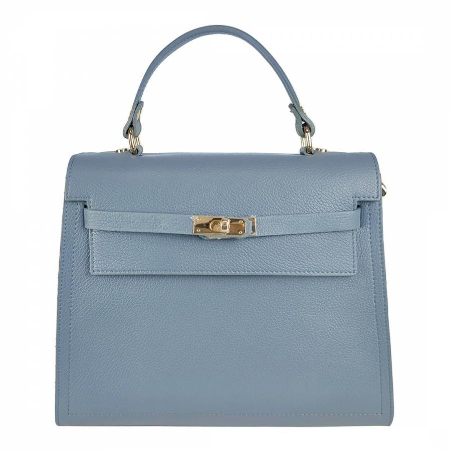 Sky Blue Dollar Leather Handbag