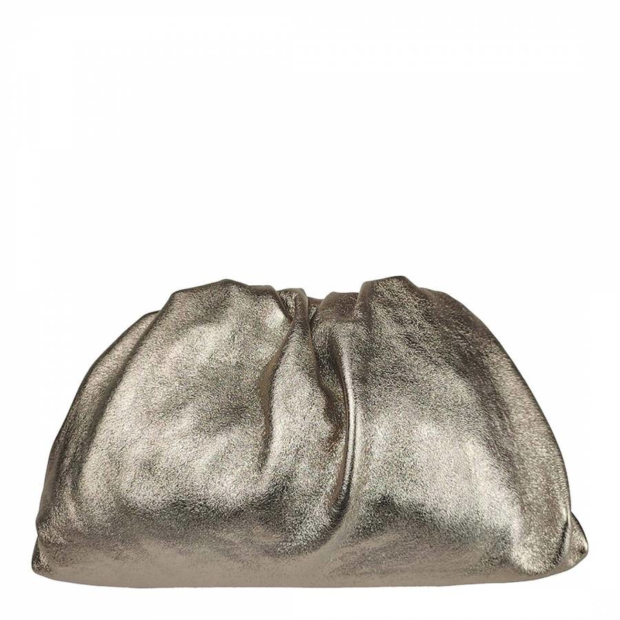 Platinum Laminated Leather Clutch Bag