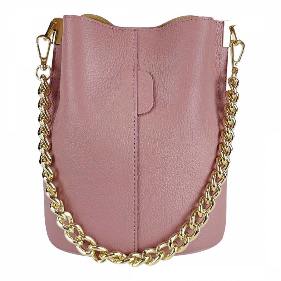 Pink Dollar Leather Bucket Bag