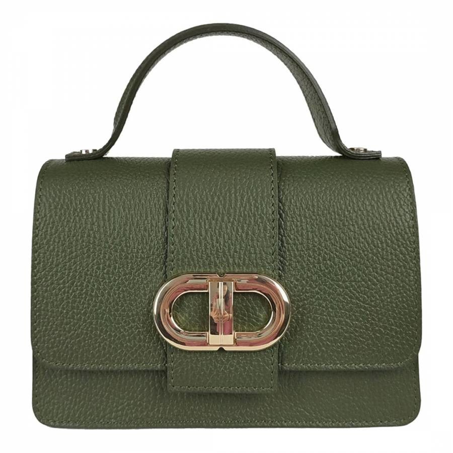Olive Green Mini Dollar Leather Handbag