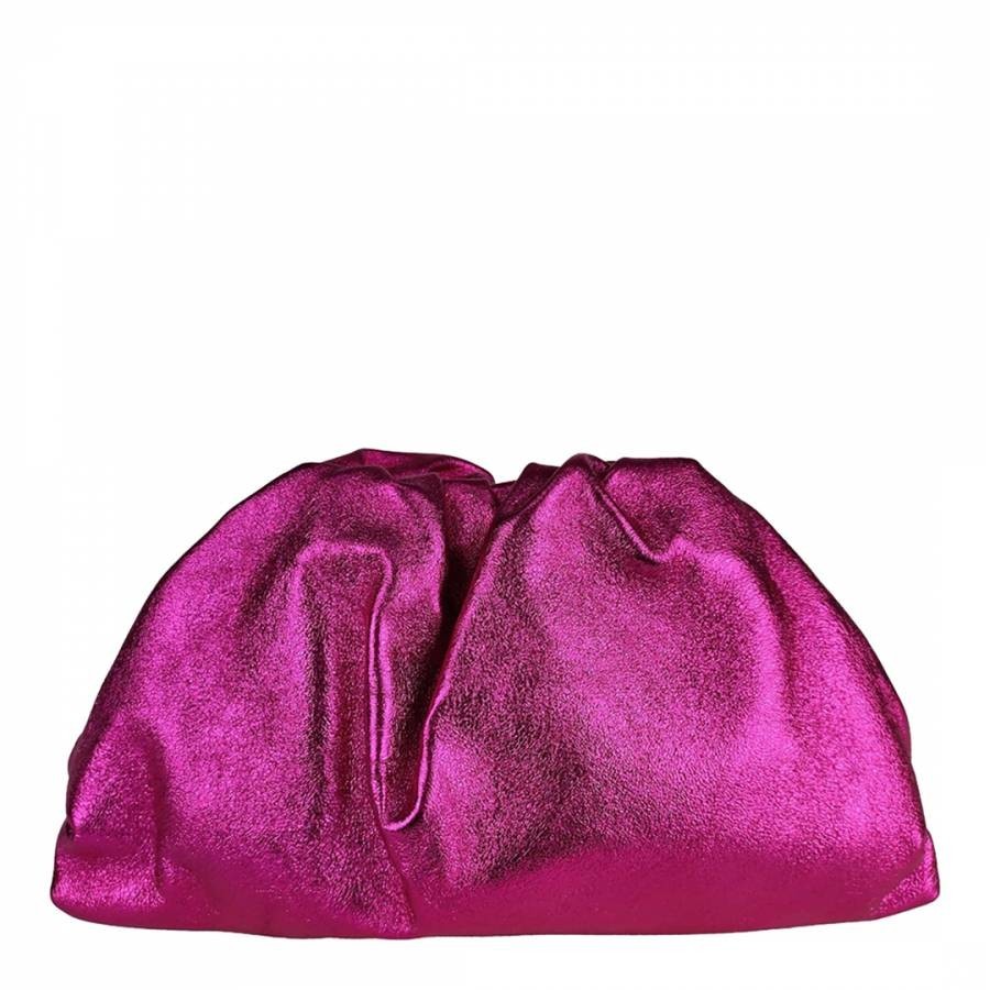 Pink Laminated Leather Clutch Bag