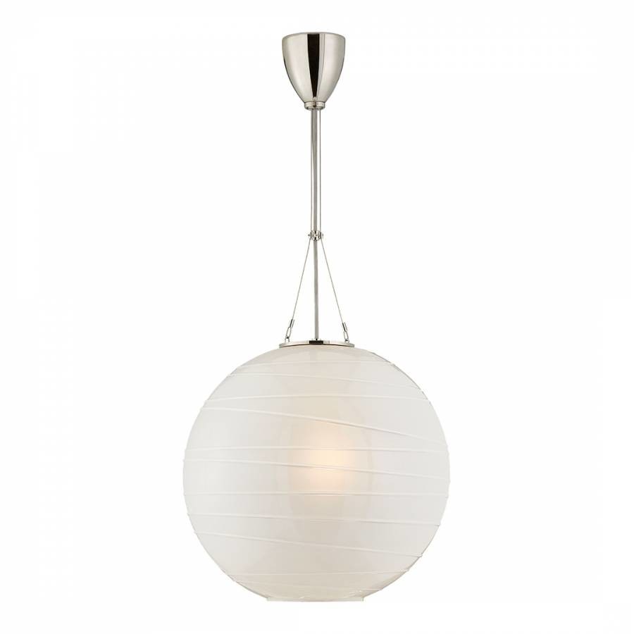 Hailey Medium Round Pendant in Polished Nickel with Frosted Glass