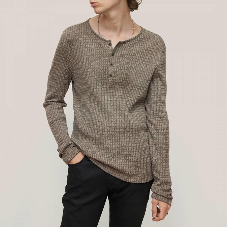 Brown Hayes Button Long Sleeve Cotton Top