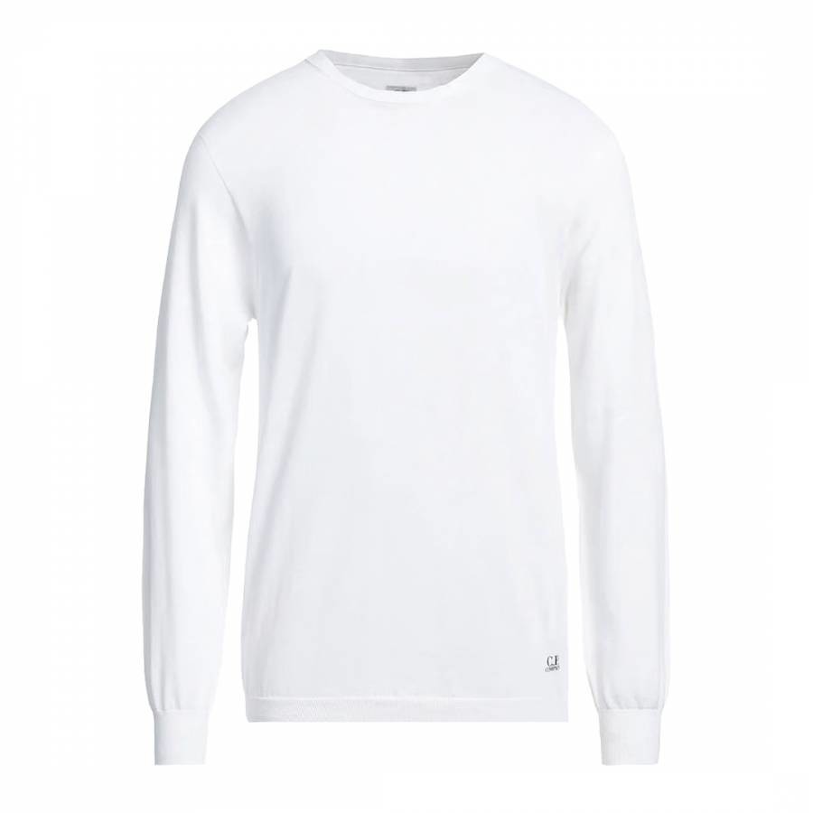White Side Logo Knitted Cotton Jumper