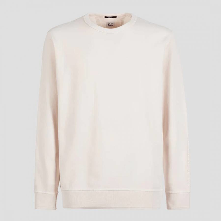 Ecru Crew Neck Cotton Sweatshirt