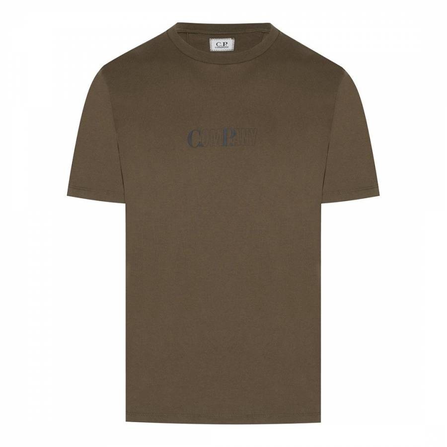 Khaki Chest Logo Cotton T-Shirt