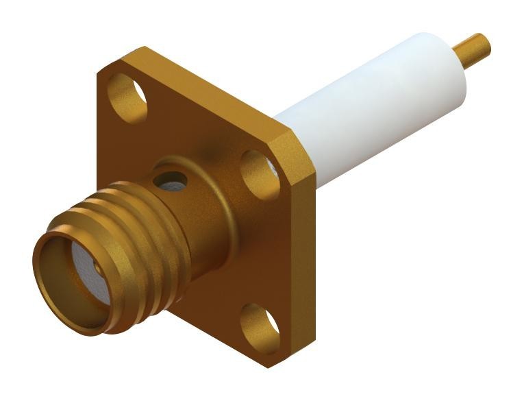 Amphenol SV Microwave 2950-6061. Sma Female Flange Mount Connector, 4 Hole (Candlestick) / Tray - 100 Pcs Per Tray