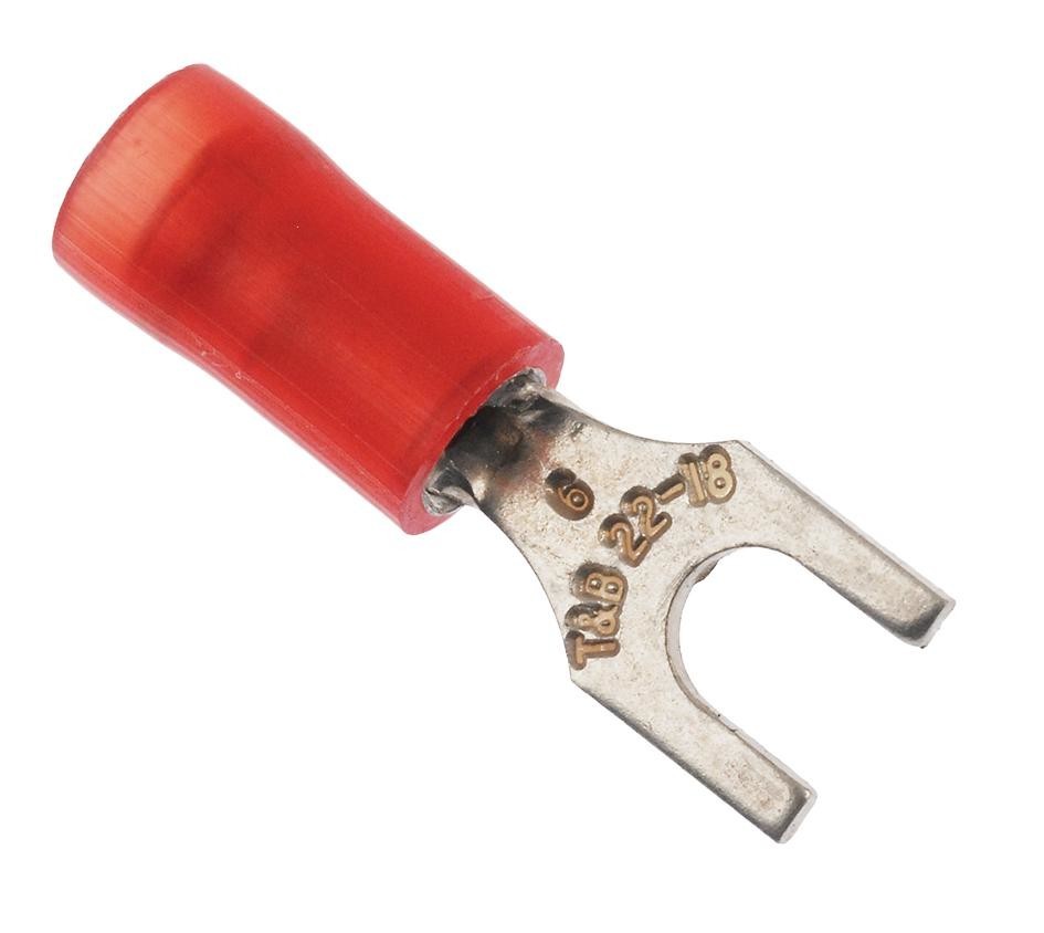 Abb Thomas & Betts Ra18-6F Terminal, Spade/fork, #6, Crimp, Red