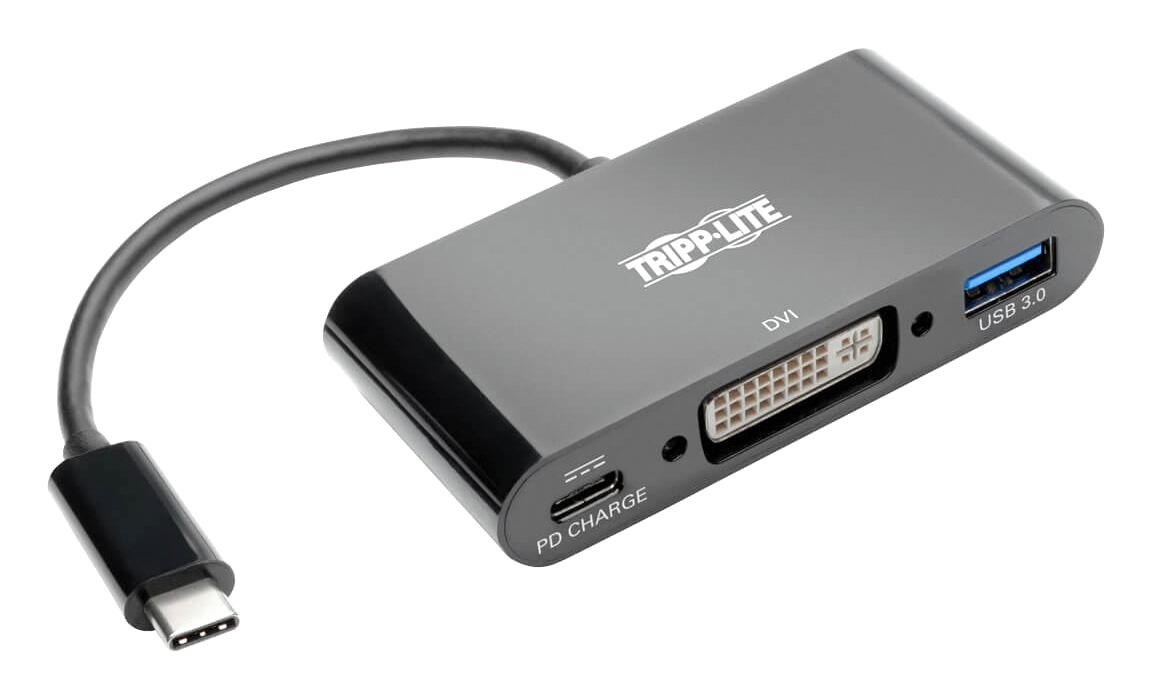 Eaton Tripp Lite U444-06N-Dub-C Usb-C To Dvi Adapter W/ Usb-A & Pd, Blk