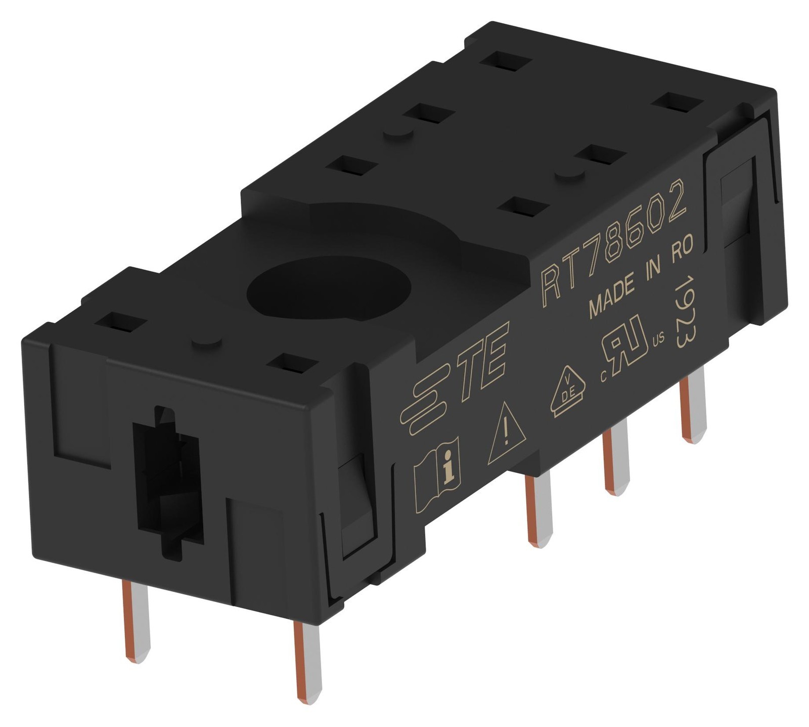 Schrack / Te Connectivity 1860991-1 Relay Socket, 8 Pin, 250Vac, Tht