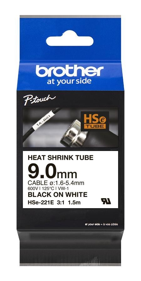 Brother Hse221E Wire Marker, Blk On Wht, 1.5Mx9mm