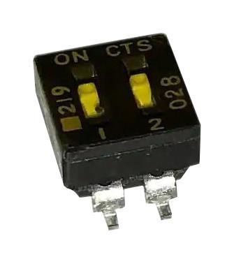 Cts 219-2Lpst Dip Switch, 0.1A, 50Vdc, 2Pos, Smd