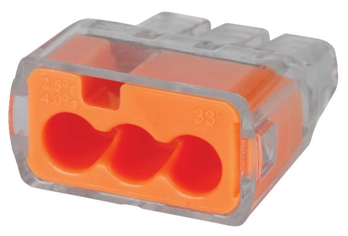 Ideal 30-1033-40 Push In Connectors, 3P, Orange, 40Pk