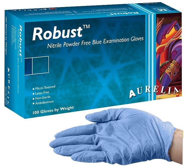 Aurelia 93898 NItrile Gloves, Powderfree Blue L Pk100