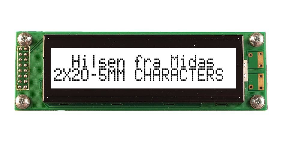 Midas Displays Mc22005A6Wm-Fptlw-V2 Lcd Module, 20 X 2, Cob, 3.2mm, Fstn