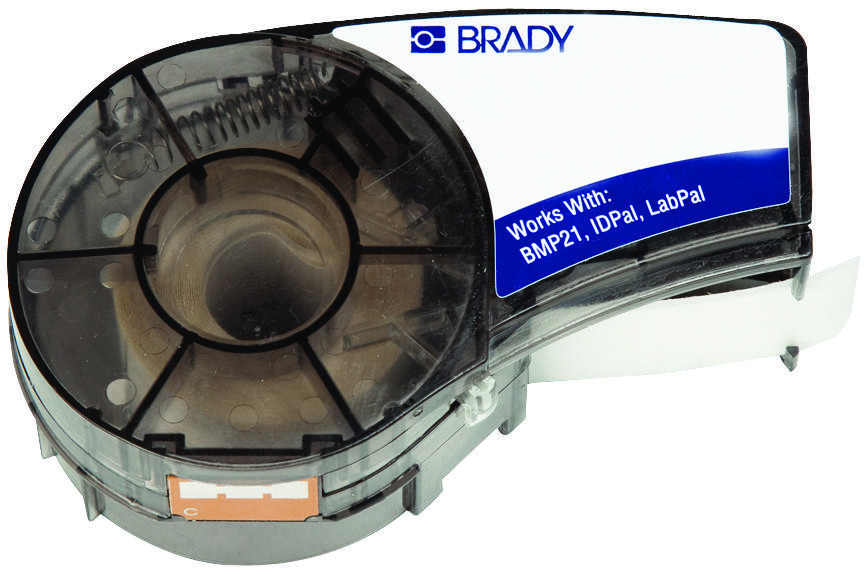 Brady M21-375-430 Label, Tape, 0.375Inx21Ft, Black/clear