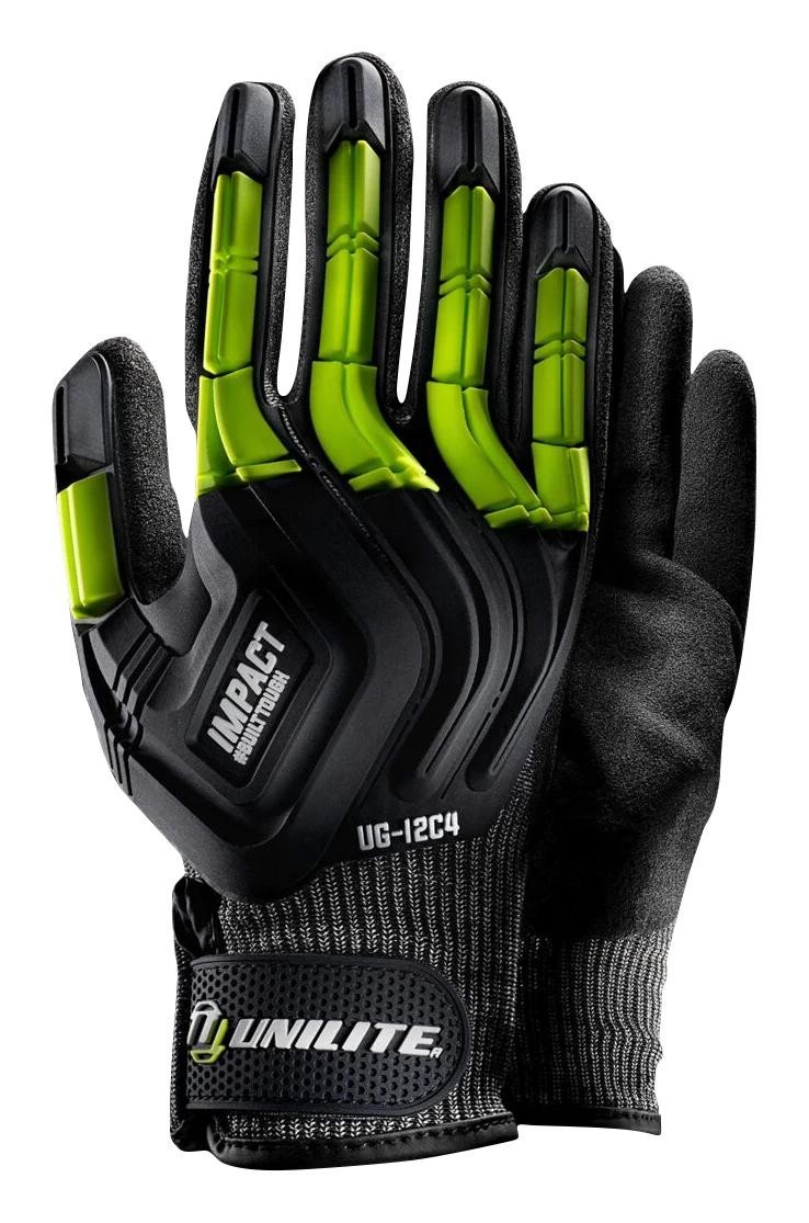 Unilite International Ug-I2C4 Xxl Impact Gloves, Hppe, Black, Full, Xxl