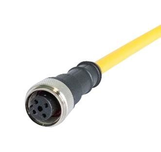 HARTING 21350400507050 M12 A-Code 5-Pin Angled Female To Open End, 5M, Pur Yellow Jacket 51Ak5500