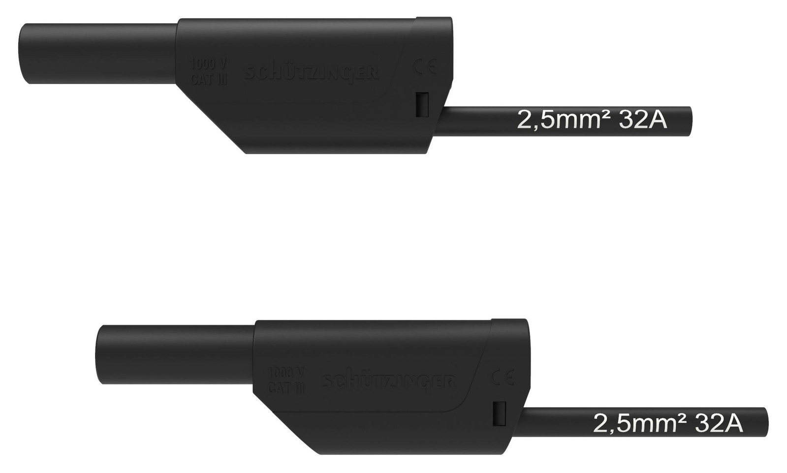 Schutzinger Di Vsfk 8700 / 2.5 / 100 / Sw 4mm Banana Plug-Sq, Shrouded, Black, 1M
