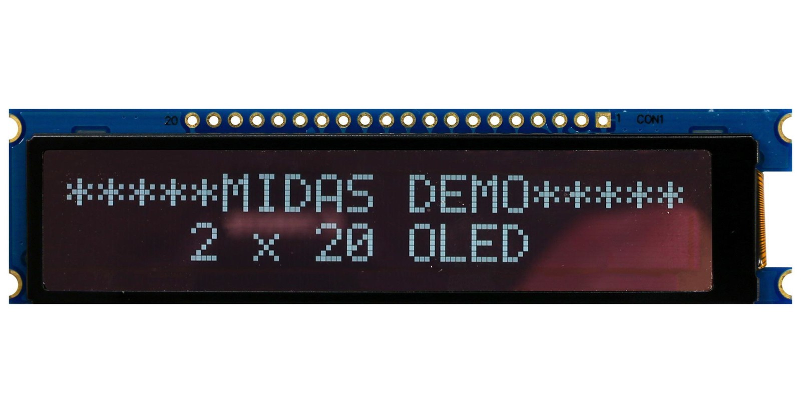 Midas Displays Mdob22005B1V-Ewm Oled Display, 20 X 2, Cob, Multi, 3.3V