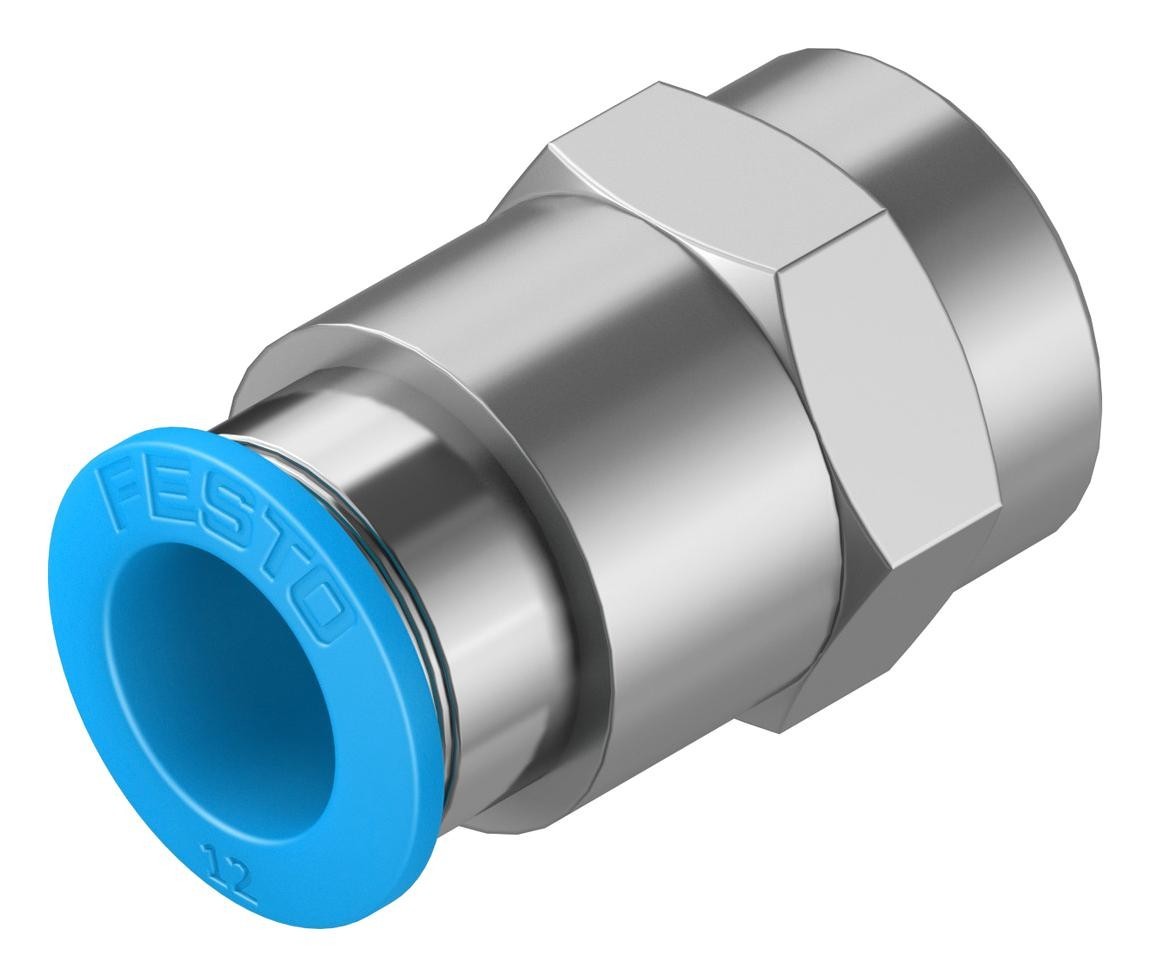 Festo Qsf-3/8-12-B Push-In Fitting, 12mm, G3/8, 20.8mm