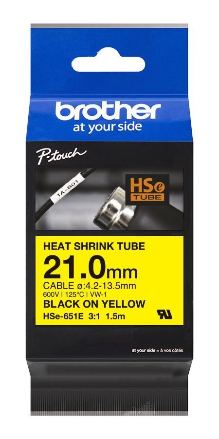 Brother Hse651E Wire Marker, Blk On Ylw, 1.5Mx21mm