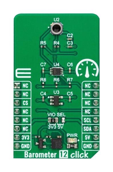 MikroElektronika Mikroe-5775 Barometer 12 Click Add-On Board, 3.3V/5V