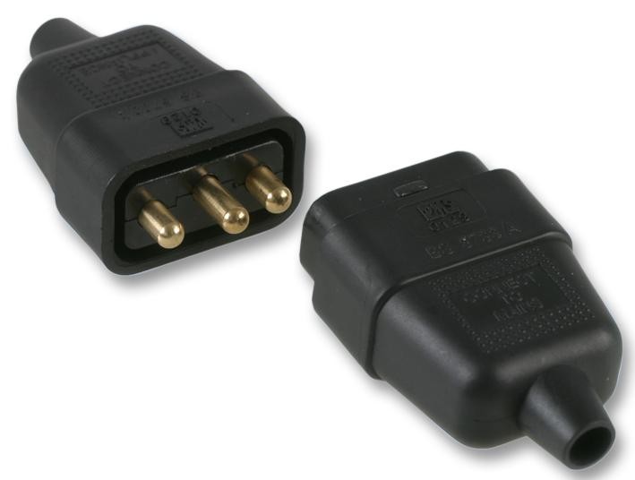 Pro Elec 0129-Bk Connector Rubber 10A 3 Pin Black