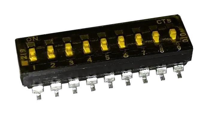 Cts 219-9Mst Dip Switch, 0.1A, 50Vdc, 9Pos, Smd
