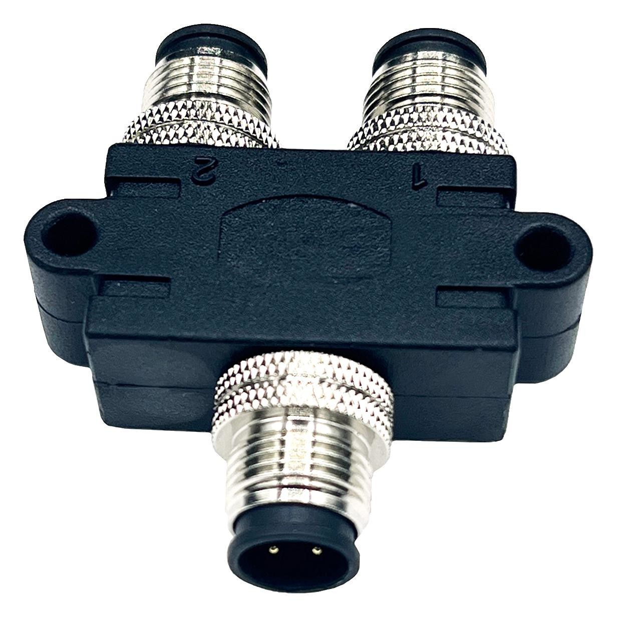 NorComp Y58-D04-mmr001 Y Splitter Connector, 4P M12 Plug-2X4P Plug