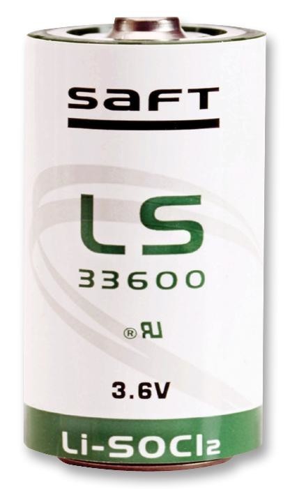 Saft Ls33600 Battery, D, Lithium, 3.6V, 17Ah