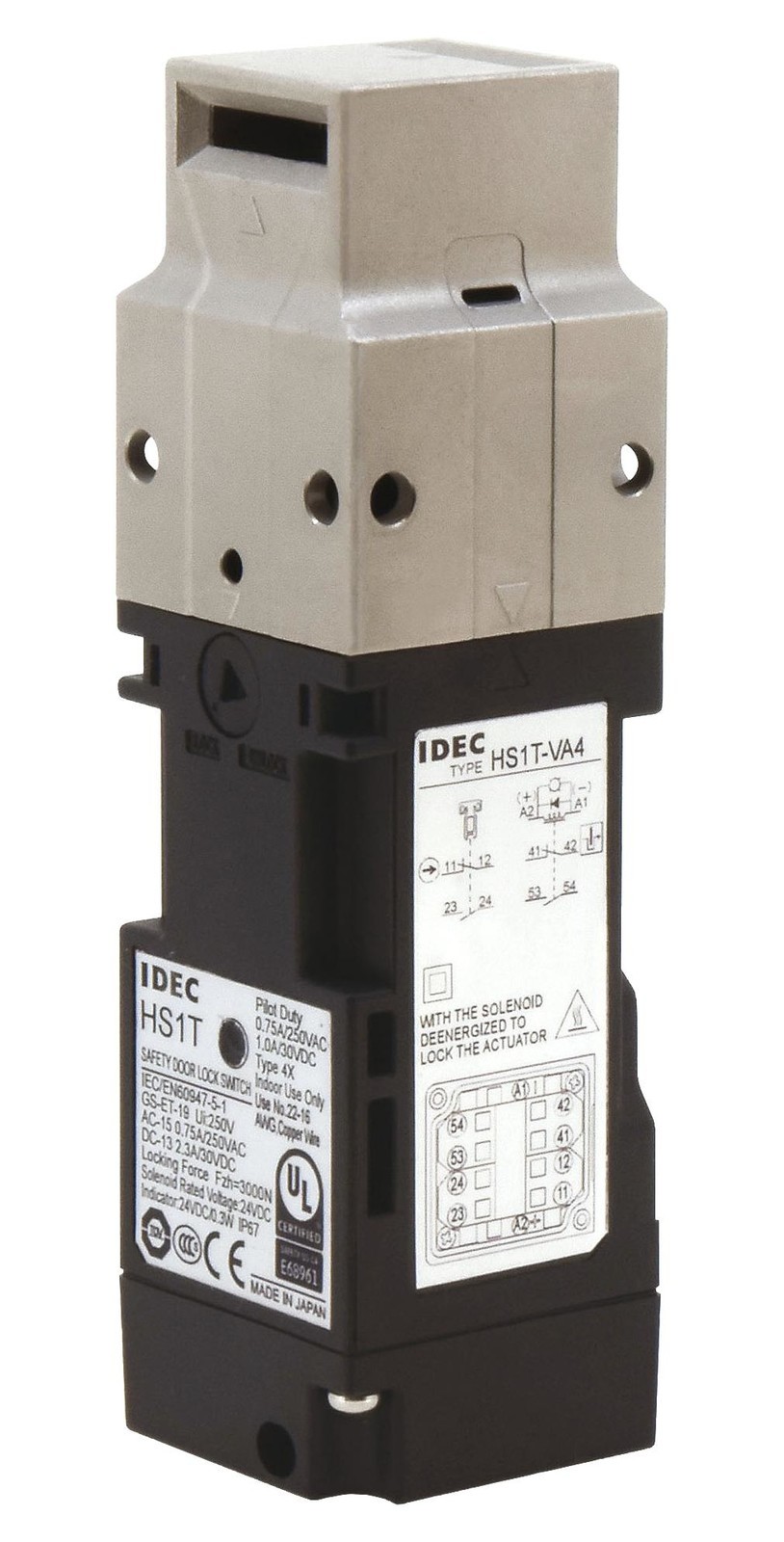 IDEC Hs1T-Vc7Y4Zm-G Safety Interlock Sw, Spst, 2.5A, 125Vac