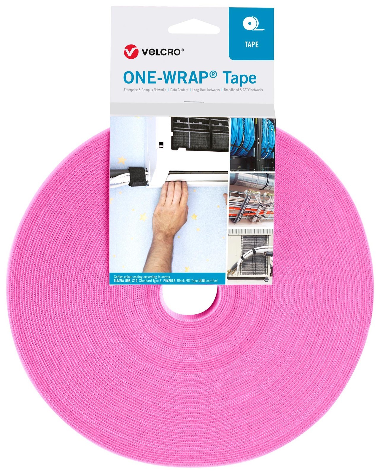 Velcro Vel-Ow64109 Tape, Pp, 10mm X 25M, Pink